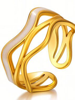 Ring, 18K Gold Plated Steel